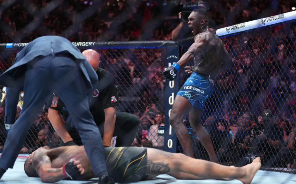 Israel Adesanya verslaat Alex Pereira met spectaculaire KO op UFC 287